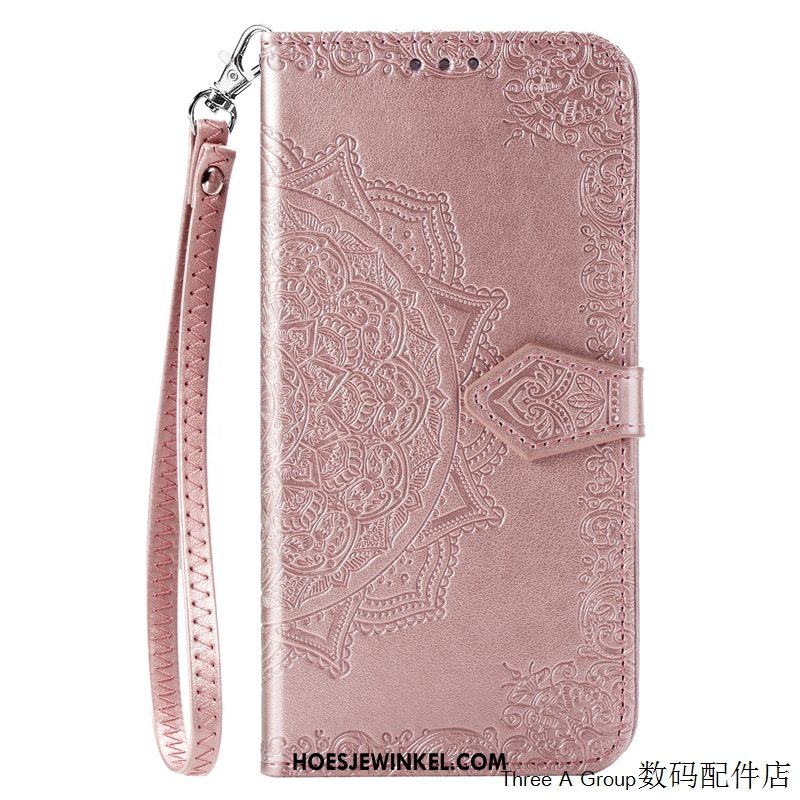 Huawei P40 Lite Hoesje Siliconen Kaart Zwart, Huawei P40 Lite Hoesje Folio Mobiele Telefoon
