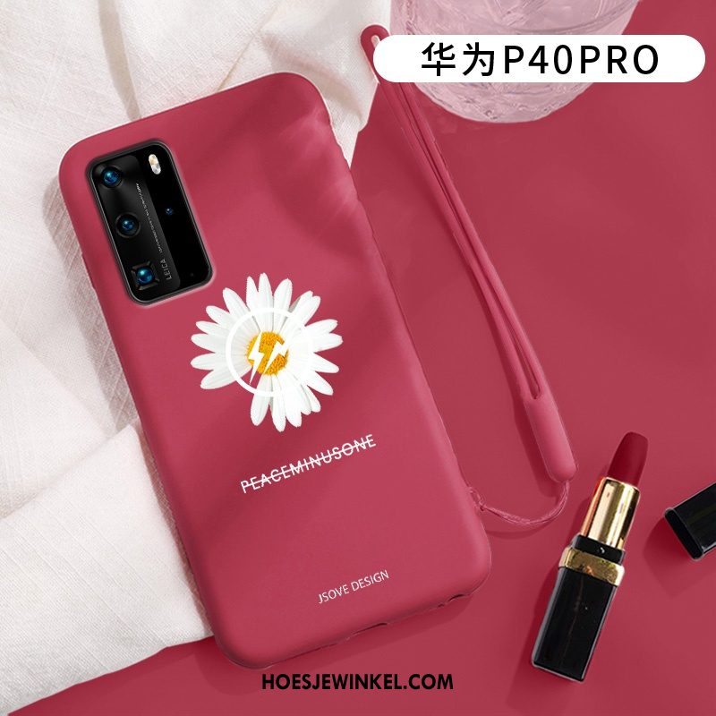 Huawei P40 Pro Hoesje Eenvoudige Siliconen Groen, Huawei P40 Pro Hoesje Mobiele Telefoon Licht