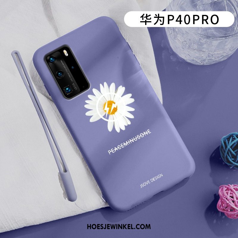 Huawei P40 Pro Hoesje Eenvoudige Siliconen Groen, Huawei P40 Pro Hoesje Mobiele Telefoon Licht