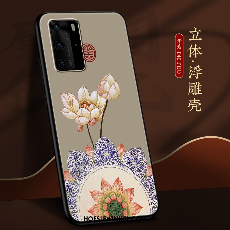 Huawei P40 Pro Hoesje Grijs Chinese Stijl Scheppend, Huawei P40 Pro Hoesje All Inclusive Wind