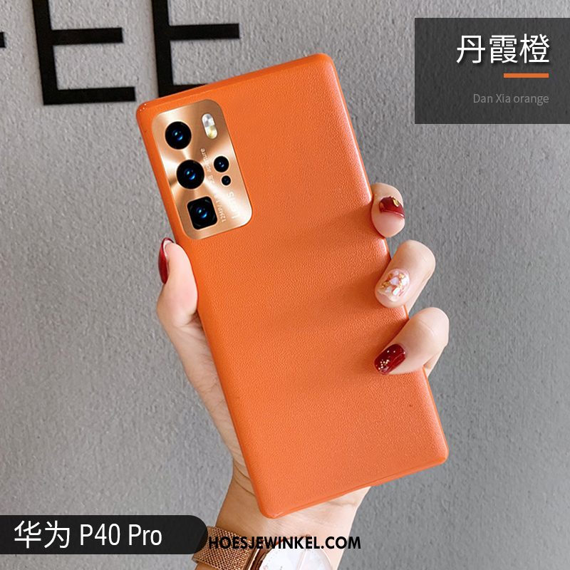 Huawei P40 Pro Hoesje Groen Leer Anti-fall, Huawei P40 Pro Hoesje Mobiele Telefoon Hoes