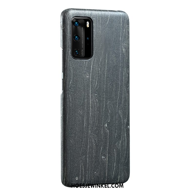 Huawei P40 Pro Hoesje Mobiele Telefoon Hoes Voelen, Huawei P40 Pro Hoesje Hout Anti-fall Braun Nackte Farbe