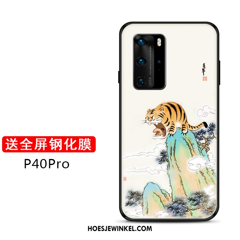 Huawei P40 Pro Hoesje Mooie All Inclusive Pas, Huawei P40 Pro Hoesje Mode Tijger