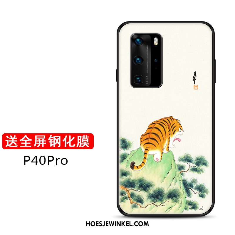 Huawei P40 Pro Hoesje Mooie All Inclusive Pas, Huawei P40 Pro Hoesje Mode Tijger