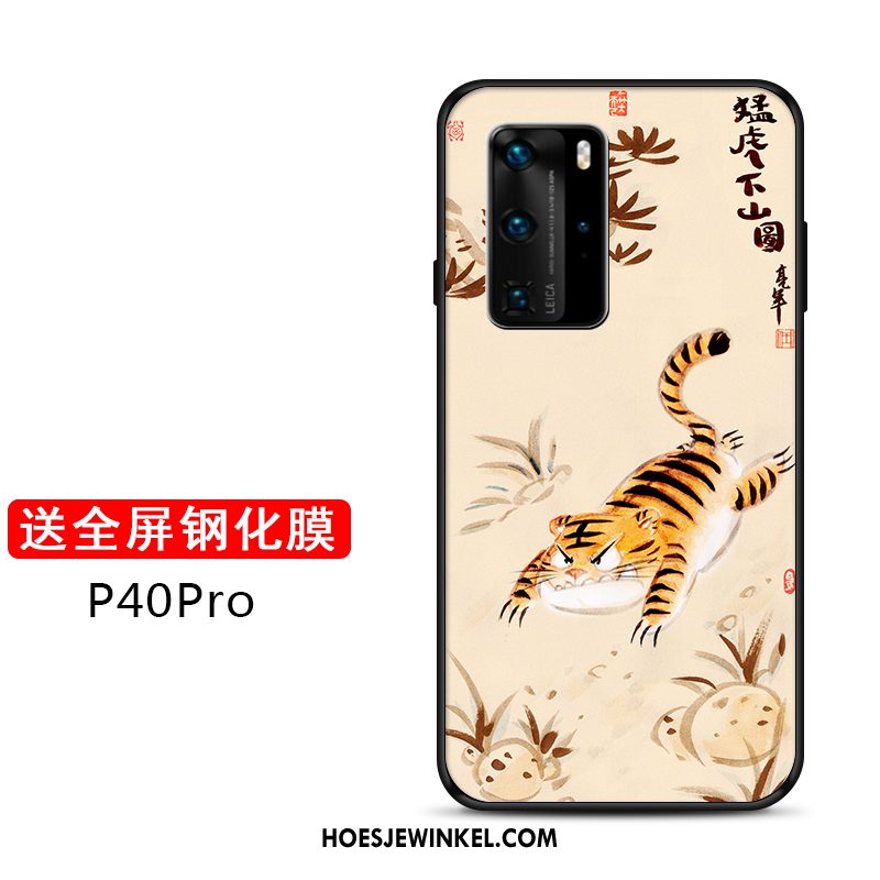 Huawei P40 Pro Hoesje Mooie All Inclusive Pas, Huawei P40 Pro Hoesje Mode Tijger