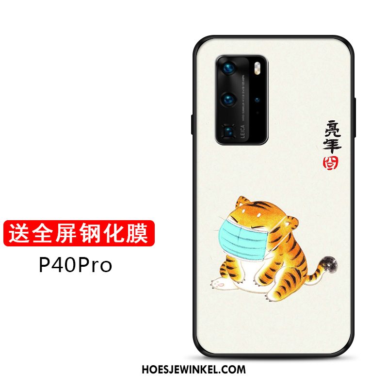 Huawei P40 Pro Hoesje Mooie All Inclusive Pas, Huawei P40 Pro Hoesje Mode Tijger