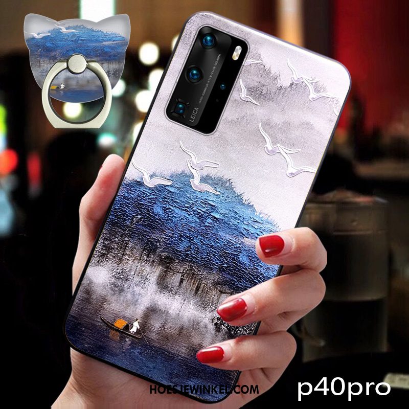 Huawei P40 Pro Hoesje Siliconen Anti-fall Roze, Huawei P40 Pro Hoesje Zacht Mobiele Telefoon