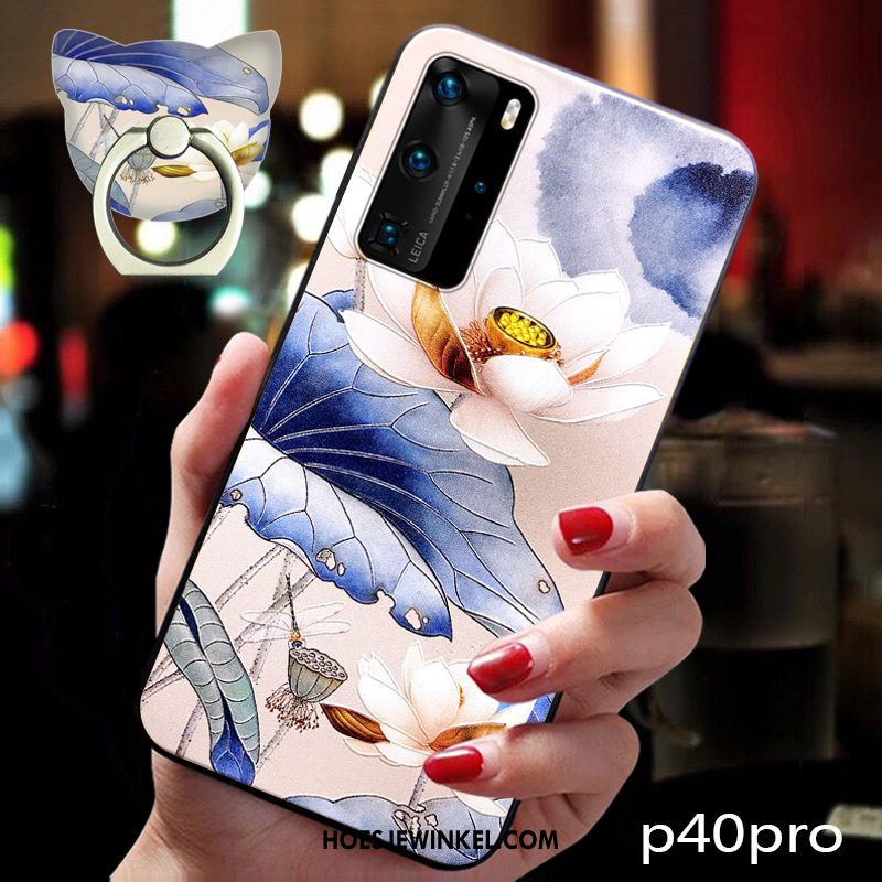 Huawei P40 Pro Hoesje Siliconen Anti-fall Roze, Huawei P40 Pro Hoesje Zacht Mobiele Telefoon