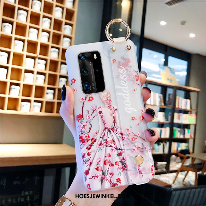 Huawei P40 Pro Hoesje Siliconen Net Red Purper, Huawei P40 Pro Hoesje Bloemen Anti-fall