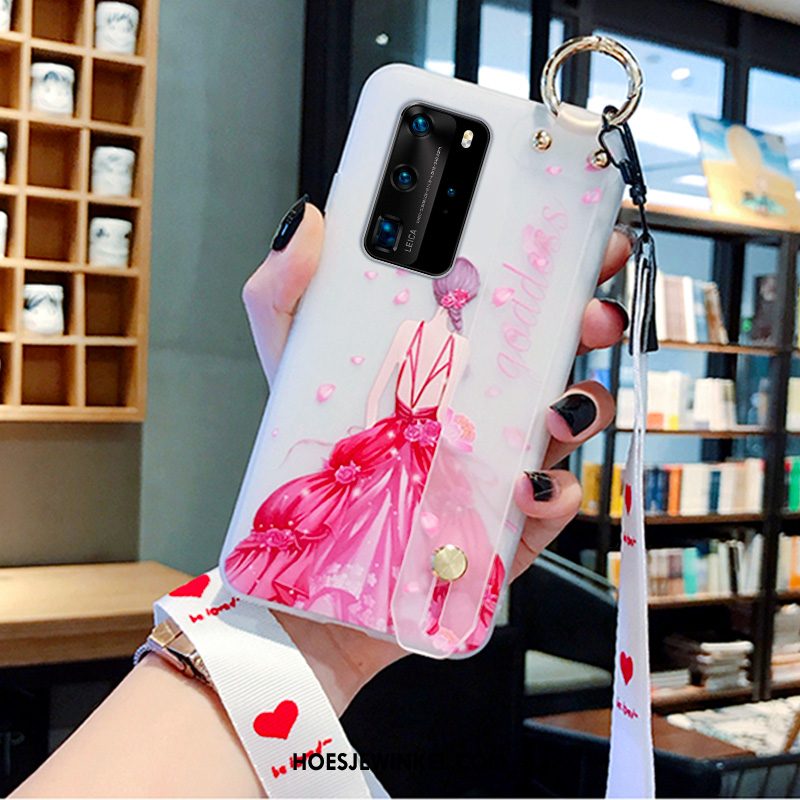 Huawei P40 Pro Hoesje Siliconen Net Red Purper, Huawei P40 Pro Hoesje Bloemen Anti-fall