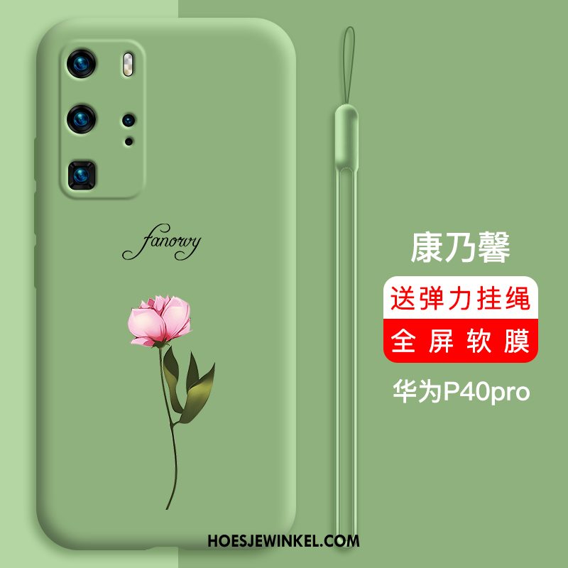 Huawei P40 Pro Hoesje Siliconen Trendy Merk Persoonlijk, Huawei P40 Pro Hoesje Anti-fall Net Red