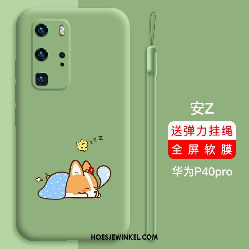 Huawei P40 Pro Hoesje Siliconen Trendy Merk Persoonlijk, Huawei P40 Pro Hoesje Anti-fall Net Red