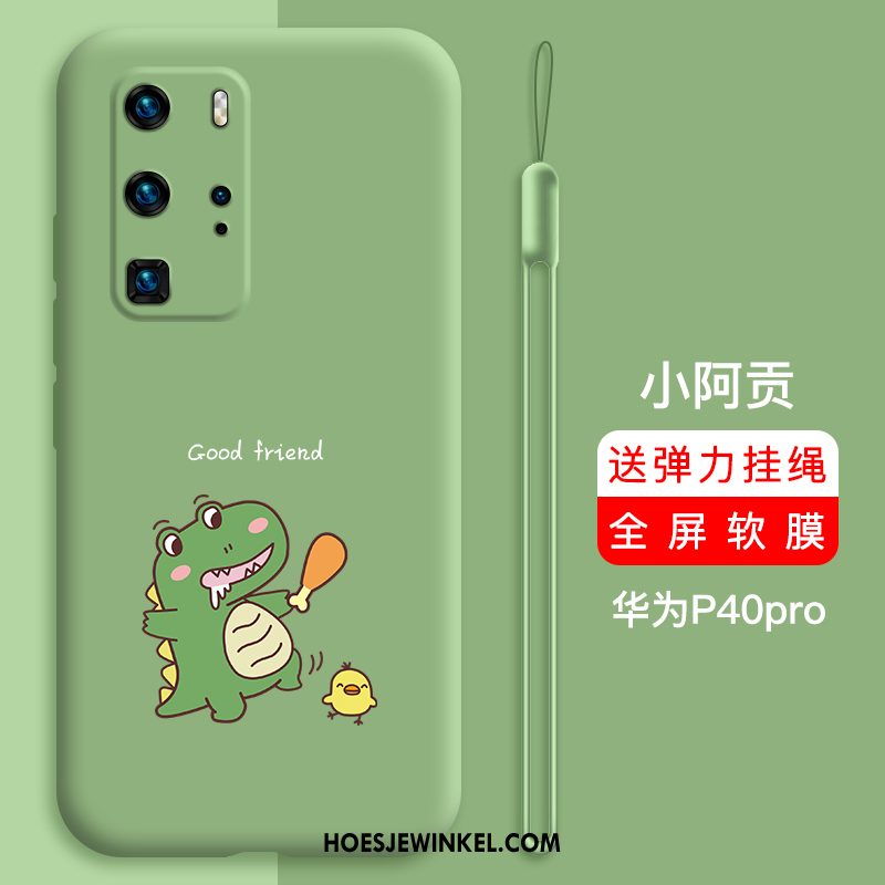 Huawei P40 Pro Hoesje Siliconen Trendy Merk Persoonlijk, Huawei P40 Pro Hoesje Anti-fall Net Red