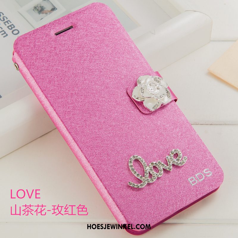 Huawei P8 Hoesje Bloemen Folio Leren Etui, Huawei P8 Hoesje Hoes Mobiele Telefoon Champagner Farbe