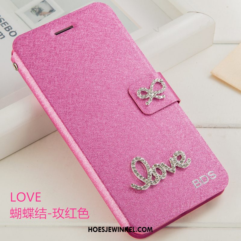 Huawei P8 Hoesje Bloemen Folio Leren Etui, Huawei P8 Hoesje Hoes Mobiele Telefoon Champagner Farbe