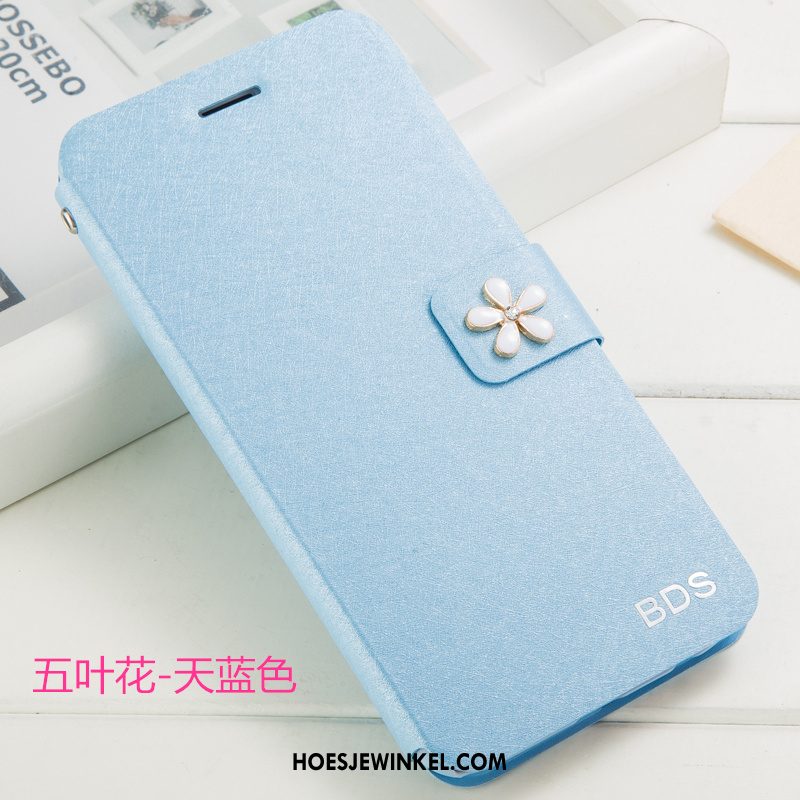 Huawei P8 Hoesje Bloemen Folio Leren Etui, Huawei P8 Hoesje Hoes Mobiele Telefoon Champagner Farbe