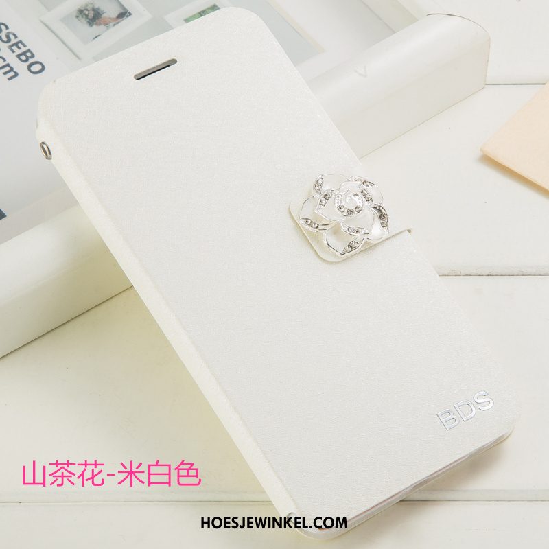Huawei P8 Hoesje Bloemen Folio Leren Etui, Huawei P8 Hoesje Hoes Mobiele Telefoon Champagner Farbe