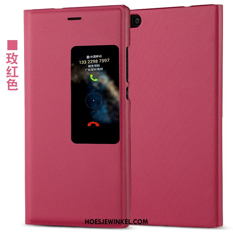 Huawei P8 Hoesje Leren Etui Goud Anti-fall, Huawei P8 Hoesje Bescherming Folio