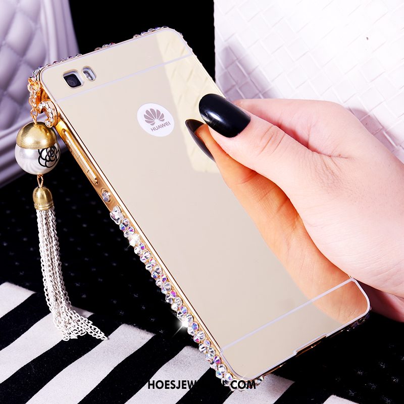 Huawei P8 Hoesje Luxe Met Strass Hoes, Huawei P8 Hoesje Wit Omlijsting