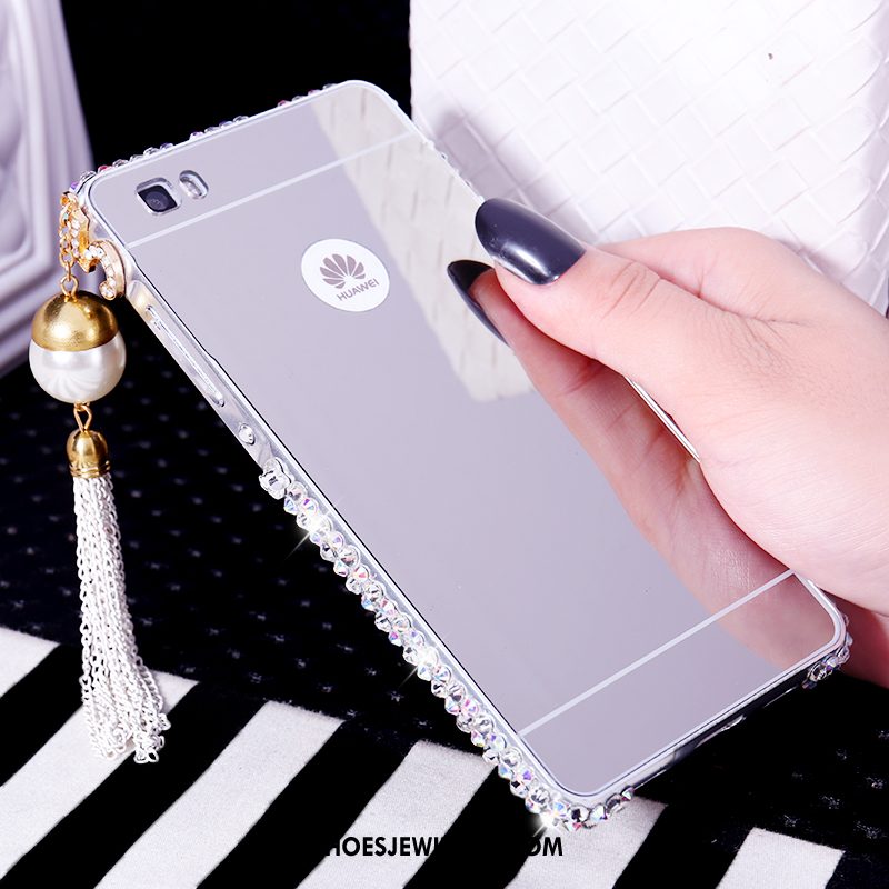 Huawei P8 Hoesje Luxe Met Strass Hoes, Huawei P8 Hoesje Wit Omlijsting