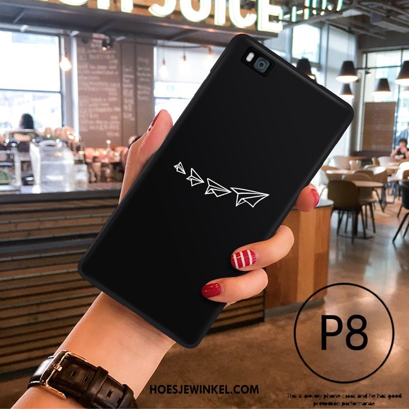 Huawei P8 Hoesje Mooie Siliconen Persoonlijk, Huawei P8 Hoesje Zwart Spotprent
