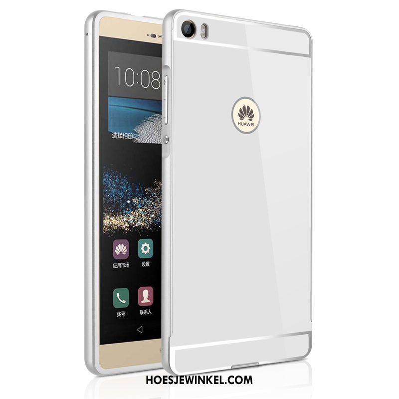 Huawei P8 Hoesje Spiegel Omlijsting Metaal, Huawei P8 Hoesje Hoes Wit