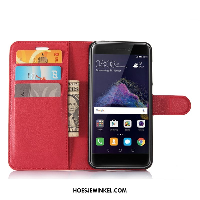 Huawei P8 Lite 2017 Hoesje Folio Leren Etui Mobiele Telefoon, Huawei P8 Lite 2017 Hoesje All Inclusive Zwart