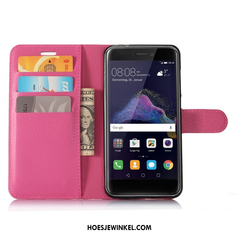 Huawei P8 Lite 2017 Hoesje Folio Leren Etui Mobiele Telefoon, Huawei P8 Lite 2017 Hoesje All Inclusive Zwart