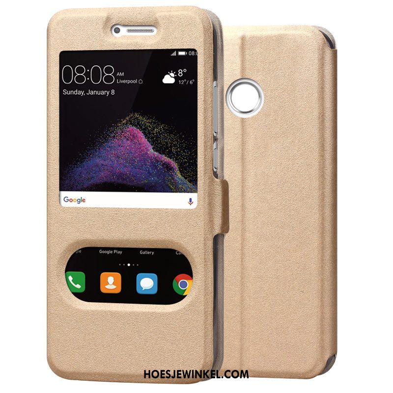 Huawei P8 Lite 2017 Hoesje Goud Jeugd Leren Etui, Huawei P8 Lite 2017 Hoesje Mobiele Telefoon Roze Sandfarben