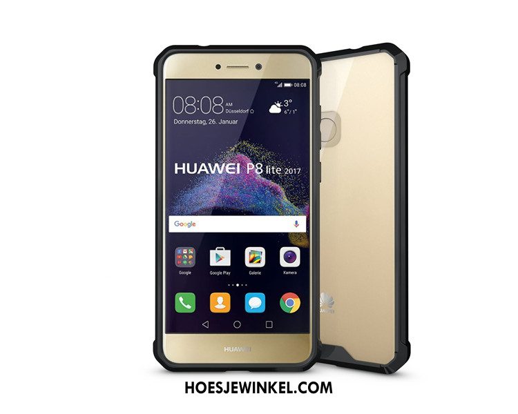 Huawei P8 Lite 2017 Hoesje Zwart Doorzichtig Pantser, Huawei P8 Lite 2017 Hoesje Krassen Bescherming