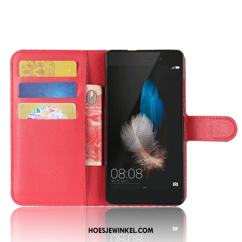 Huawei P8 Lite Hoesje Portemonnee Leren Etui Kaart, Huawei P8 Lite Hoesje Patroon Zwart