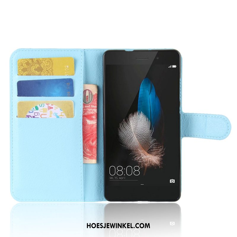 Huawei P8 Lite Hoesje Portemonnee Leren Etui Kaart, Huawei P8 Lite Hoesje Patroon Zwart