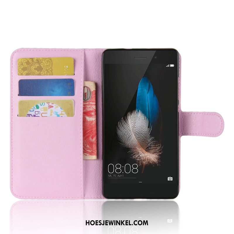 Huawei P8 Lite Hoesje Portemonnee Leren Etui Kaart, Huawei P8 Lite Hoesje Patroon Zwart