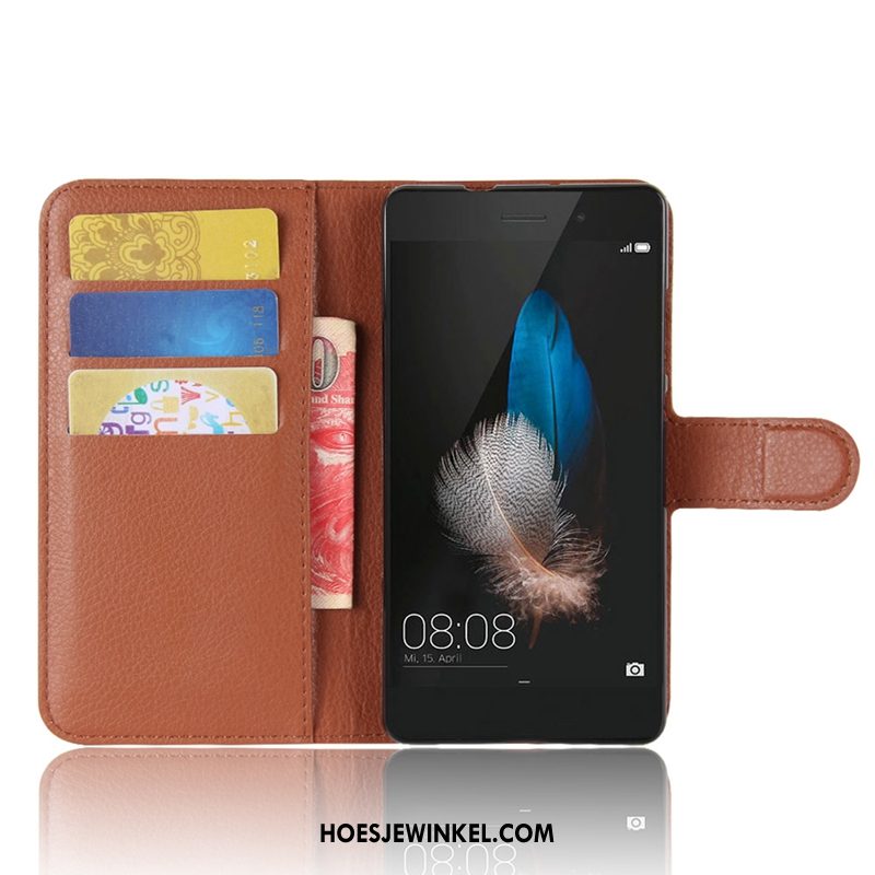 Huawei P8 Lite Hoesje Portemonnee Leren Etui Kaart, Huawei P8 Lite Hoesje Patroon Zwart