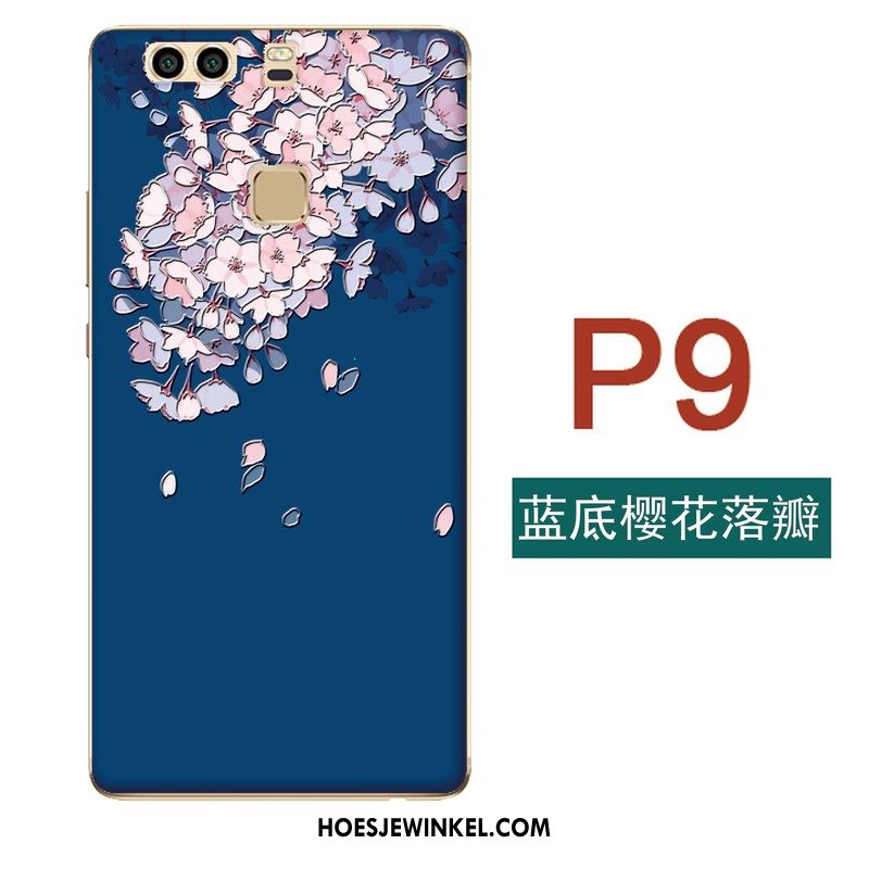 Huawei P9 Hoesje Blauw Reliëf Mini, Huawei P9 Hoesje Mobiele Telefoon Hoes