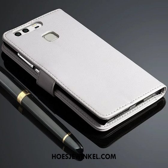Huawei P9 Hoesje Hoes Echt Leer Mobiele Telefoon, Huawei P9 Hoesje Bescherming Leren Etui Braun