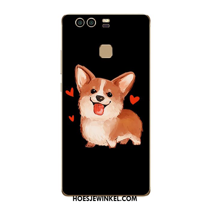 Huawei P9 Hoesje Lovers Mobiele Telefoon Hond, Huawei P9 Hoesje Spotprent Zwart