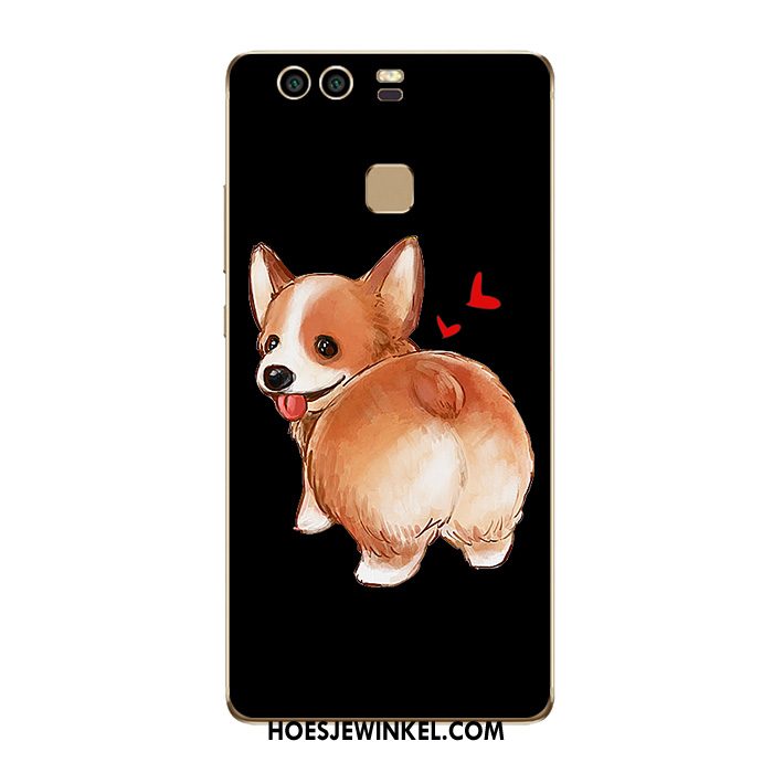 Huawei P9 Hoesje Lovers Mobiele Telefoon Hond, Huawei P9 Hoesje Spotprent Zwart