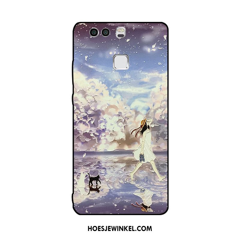Huawei P9 Hoesje Persoonlijk Mobiele Telefoon Hoes, Huawei P9 Hoesje Hanger Zwart