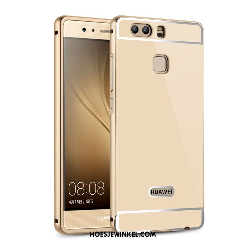 Huawei P9 Hoesje Pu Achterklep Bescherming, Huawei P9 Hoesje Metaal Zwart