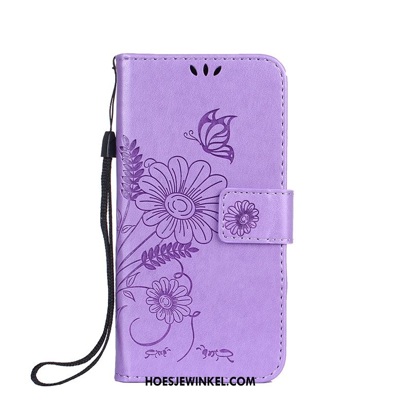 Huawei P9 Lite Hoesje Purper Folio Roze, Huawei P9 Lite Hoesje Leren Etui Hoes