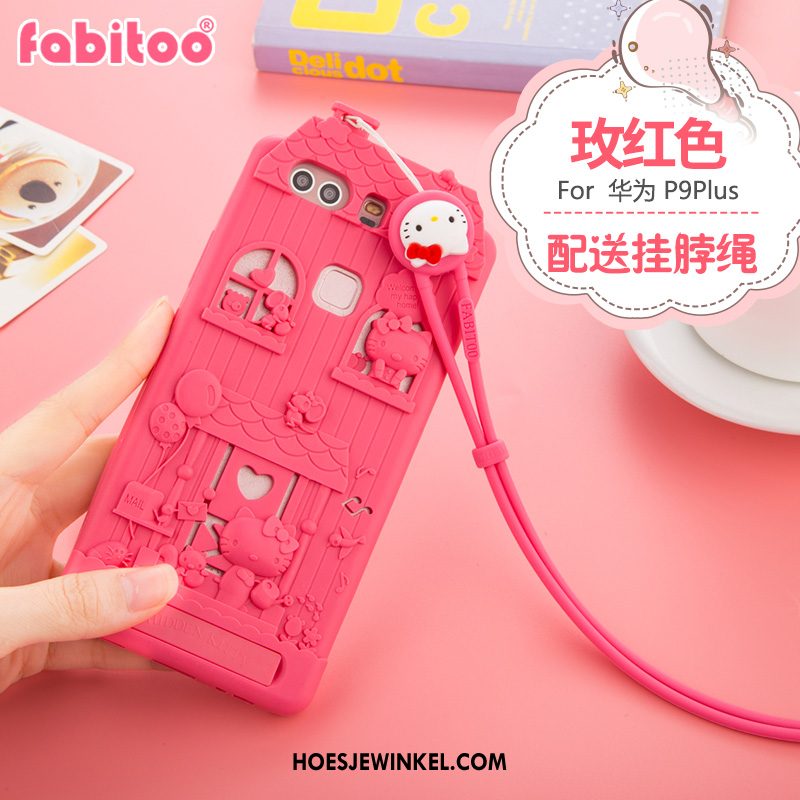 Huawei P9 Plus Hoesje Hoes Siliconen Hanger, Huawei P9 Plus Hoesje Roze Spotprent