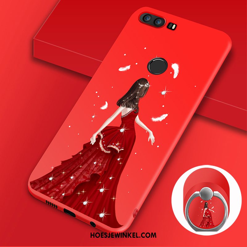 Huawei P9 Plus Hoesje Rood Mobiele Telefoon Ring, Huawei P9 Plus Hoesje Klittenband Skärmskydd