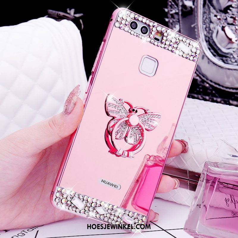 Huawei P9 Plus Hoesje Rose Goud Anti-fall Mobiele Telefoon, Huawei P9 Plus Hoesje Met Strass Mesh