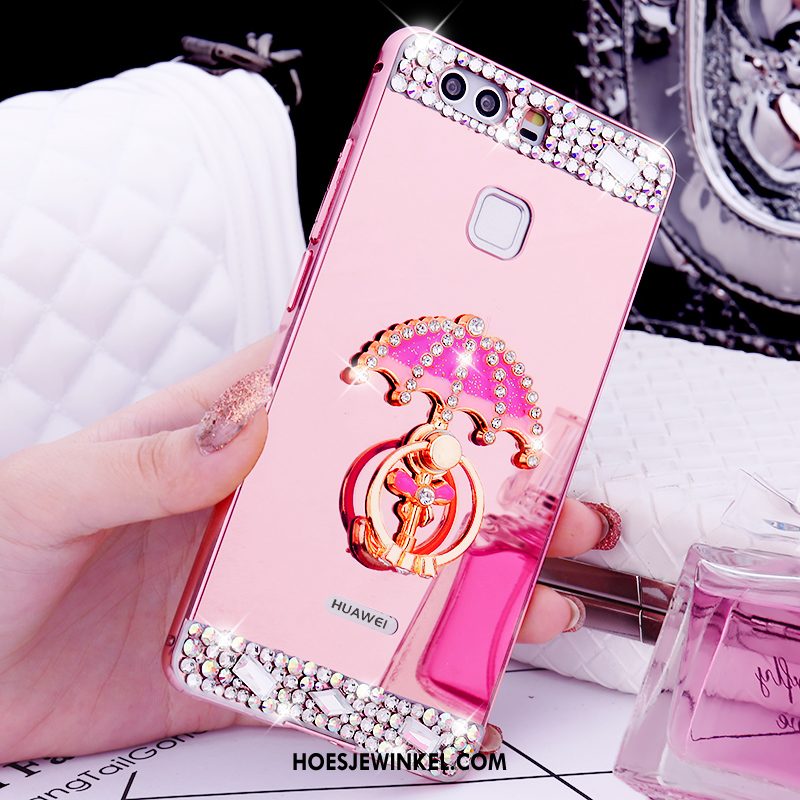 Huawei P9 Plus Hoesje Rose Goud Anti-fall Mobiele Telefoon, Huawei P9 Plus Hoesje Met Strass Mesh