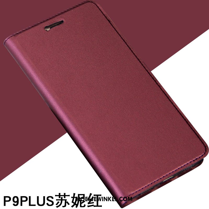 Huawei P9 Plus Hoesje Roze Kers Leren Etui, Huawei P9 Plus Hoesje Siliconen Mobiele Telefoon