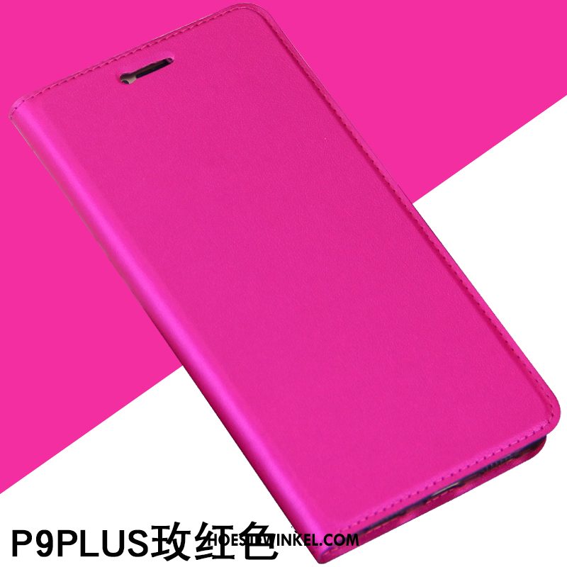 Huawei P9 Plus Hoesje Roze Kers Leren Etui, Huawei P9 Plus Hoesje Siliconen Mobiele Telefoon