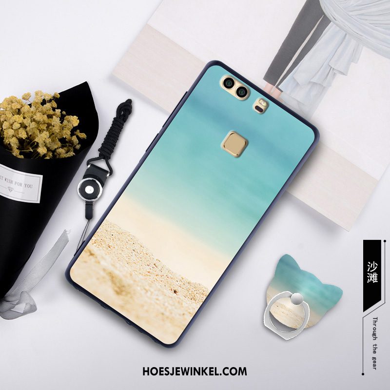 Huawei P9 Plus Hoesje Siliconen Hanger Mobiele Telefoon, Huawei P9 Plus Hoesje Groen Skärmskydd