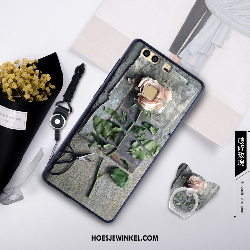 Huawei P9 Plus Hoesje Siliconen Hanger Mobiele Telefoon, Huawei P9 Plus Hoesje Groen Skärmskydd