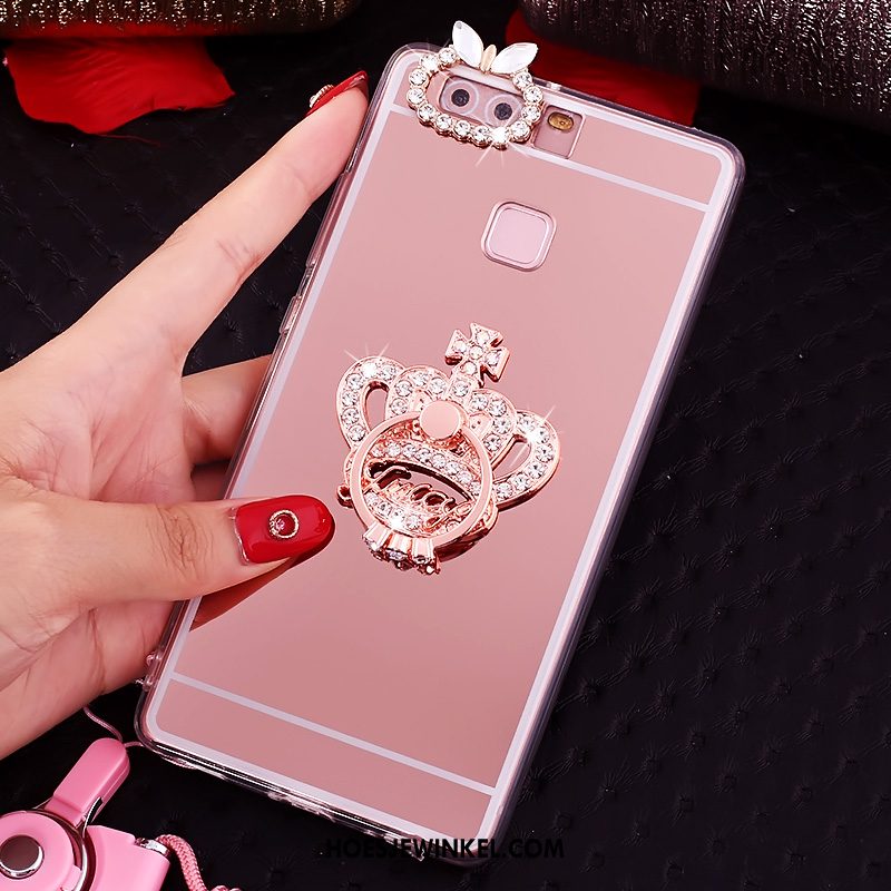 Huawei P9 Plus Hoesje Siliconen Roze Hoes, Huawei P9 Plus Hoesje Bescherming Met Strass